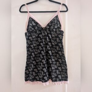 Jessica Simpson Black and Pink Chemise with Floral Design